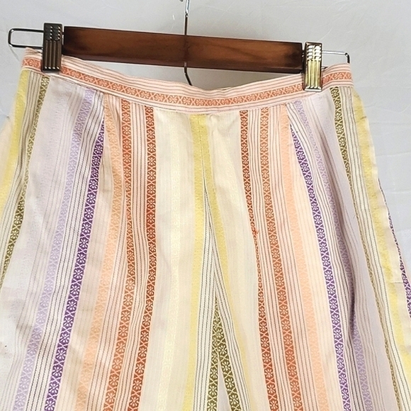 Vintage 70s Rainbow Striped Cottagecore Shorts - Picture 2 of 10